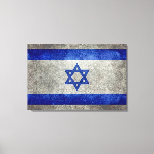 Die israelische Nationalflagge auf Steinstruktur Leinwanddruck (Vorderseite)