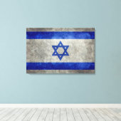 Die israelische Nationalflagge auf Steinstruktur Leinwanddruck (Insitu (Holzboden))