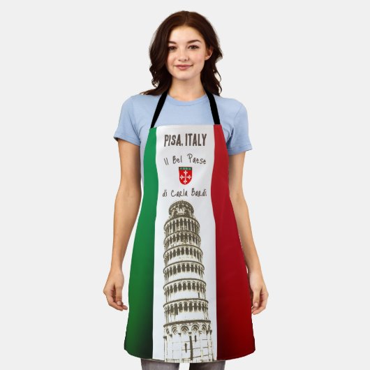 Die italienische Flagge und der Turm von Pisa Schürze (Getragen)