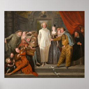 Die italienischen Komiker - Antoine Watteau Fine A Poster
