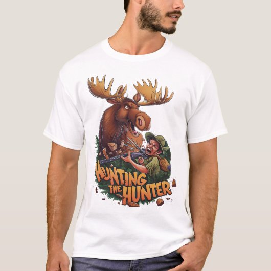 Die Jagd des Encounter-Elchs humorvoll T-Shirt (Vorderseite)