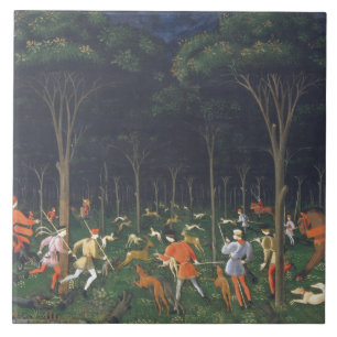 Die Jagd im Wald (von Paolo Uccello) Fliese