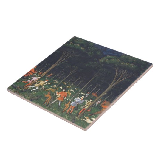 Die Jagd im Wald (von Paolo Uccello) Fliese (Seite)
