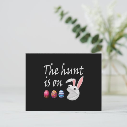 Die Jagd ist auf der Easter-Kaninchen-Jagd Postkarte (Stehend Vorderseite)