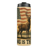 Die Jagd ist die Therapie der Hirschflagge Thermosbecher (Vorderseite)