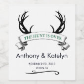 Die Jagd ist über antlers rustikale Hochzeit gewoh Weinetikett (Einzelnes Label)