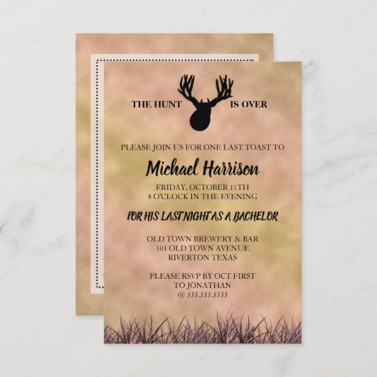 Die Jagd ist über Bachelor Party Einladung (Vorne/Hinten)