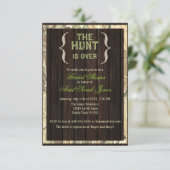 Die Jagd ist über Camouflage-Brautparty-Einladung Einladung (Stehend Vorderseite)