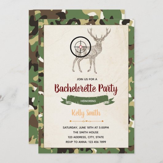 Die Jagd ist über der Bachelorett-Einladung Einladung (Vorne/Hinten)