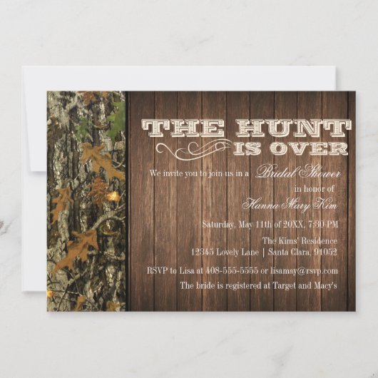 Die Jagd ist über die Brautdusche Einladung (Vorderseite)