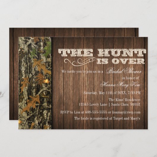 Die Jagd ist über die Brautdusche Einladung (Vorne/Hinten)