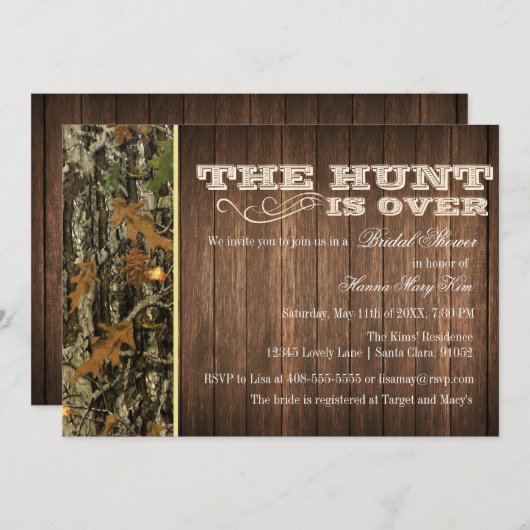 Die Jagd ist über die Brautdusche Einladung (Vorne/Hinten)