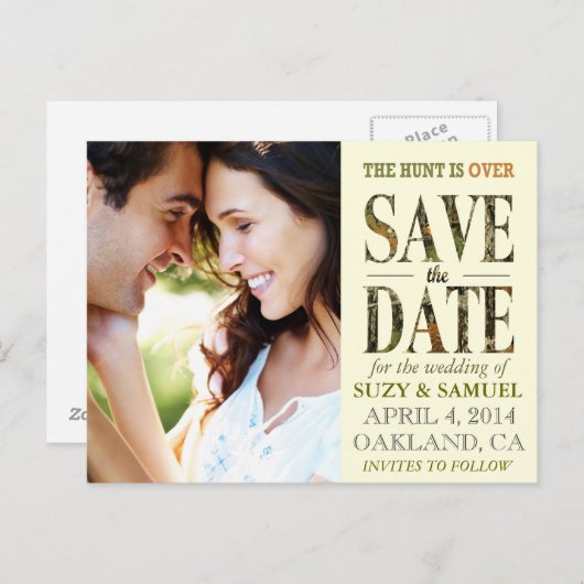 Die Jagd ist über die Camouflage Ankündigung Datum (Vorne/Hinten)