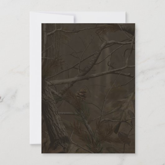 Die Jagd ist über die Jagd Camouflage Hochzeiten E Einladung (Rückseite)