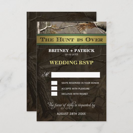 Die Jagd ist über die Jagd Camouflage Hochzeitskar RSVP Karte (Vorne/Hinten)
