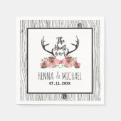 Die Jagd ist über die rustikale Antler Barnwood Bl Serviette (Vorderseite)