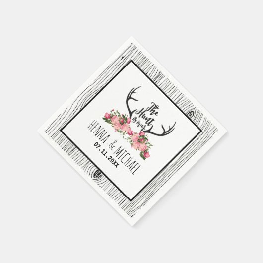 Die Jagd ist über die rustikale Antler Barnwood Bl Serviette (Ecke)