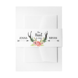 Die Jagd ist über die rustikale Antler Floral Boho Einladungsbanderole