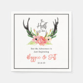 Die Jagd ist über die rustikale Boho Antler Blumen Serviette (Vorderseite)