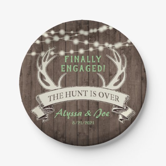 Die Jagd ist über die rustikale Engagement-Partei Pappteller (Vorderseite)