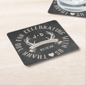 Die Jagd ist über Gastgeschenk Hochzeit Personalis Rechteckiger Pappuntersetzer (angewinkelt)