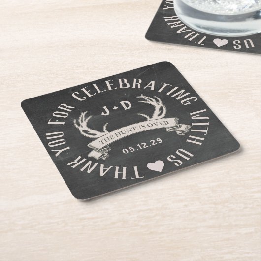 Die Jagd ist über Gastgeschenk Hochzeit Personalis Rechteckiger Pappuntersetzer (angewinkelt)