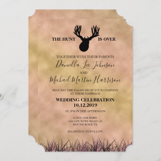 Die Jagd ist über Hochzeit Einladung (Vorne/Hinten)