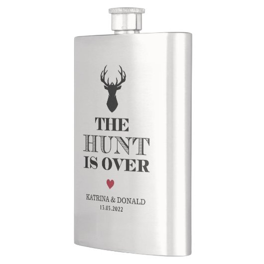 Die Jagd ist über rustikale Hochzeit Flachmann (Links)