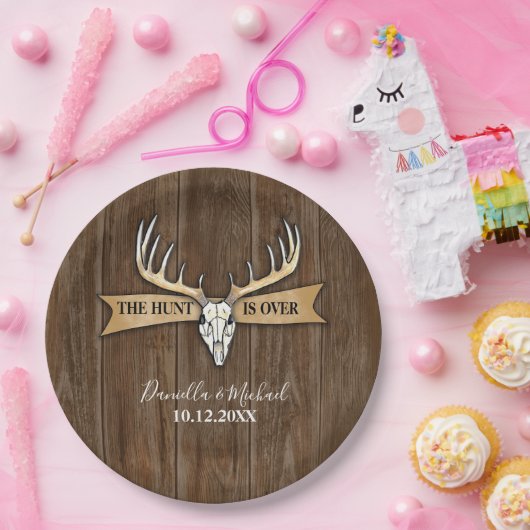 Die Jagd ist über rustikale Hochzeit Pappteller (Party)