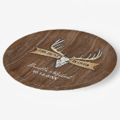 Die Jagd ist über rustikale Hochzeit Pappteller (Schrägansicht)