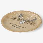 Die Jagd ist über rustikale Hochzeit Pappteller (Schrägansicht)