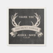 Die Jagd ist über rustikales Chalkboard Hochzeit N Serviette (Vorderseite)