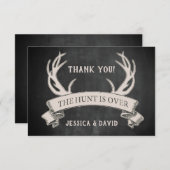 Die Jagd ist über rustikales Chalkboard Vielen Dan Dankeskarte (Vorne/Hinten)