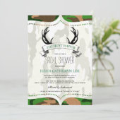 "Die Jagd ist vorbei" Rustikales Brautparty Camouf Einladung (Stehend Vorderseite)