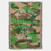 "Die Jagd ist vorbei" rustikales Hochzeitsgeschenk Decke (Vorderseite Vertikal)
