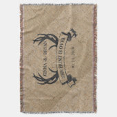 "Die Jagd ist vorbei" rustikales Hochzeitsgeschenk Decke (Vorderseite Vertikal)