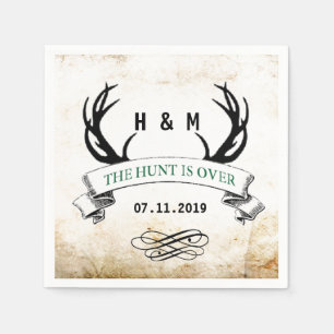 "Die Jagd ist vorbei" rustikales Hochzeitsgeschenk Serviette