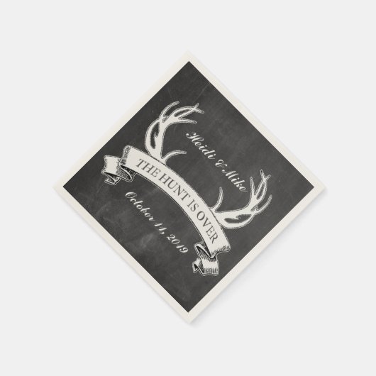 "Die Jagd ist vorbei" rustikales Hochzeitsgeschenk Serviette (Ecke)