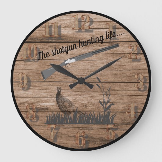 Die Jagd mit dem Shotgun auf grasbewachsene Wiese Große Wanduhr (Vorderseite)
