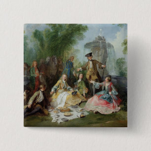 Die Jagd-Party-Mahlzeit, C. 1737 Button