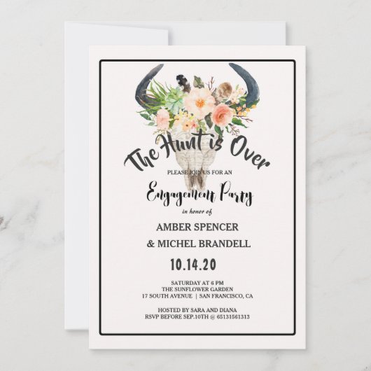 Die Jagd über die Rustikal Boho floral Engagement  Einladung (Vorderseite)