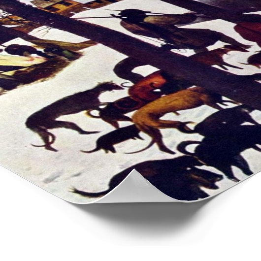 Die Jäger im Schnee von Bruegel D. Ä. Pieter Poster (Ecke)