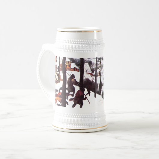 "Die Jäger im Schnee" Weihnachtsgeschenk der Fine  Bierglas (Vorderseite Links)