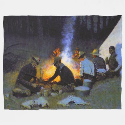 Die Jäger's Supper Frederic Remington Rustic Fleecedecke (Vorderseite (Horizontal))