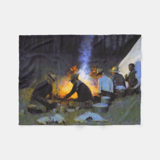 Die Jäger's Supper Frederic Remington Rustic Fleecedecke (Vorderseite (Horizontal))