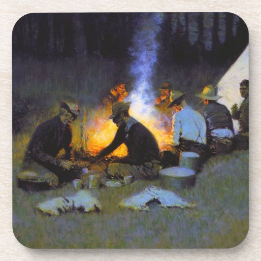 Die Jäger's Supper Frederic Remington Rustic Getränkeuntersetzer (Vorderseite)