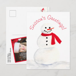 Die Jahreszeit Grüße Wasserfarbe Snowman Spaß Feiertagspostkarte