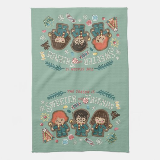 Die Jahreszeit ist süßer mit Freunden Geschirrtuch (Vertikal)