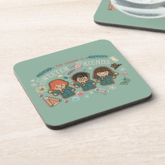 Die Jahreszeit ist süßer mit Freunden Getränkeuntersetzer (Linke Seite)