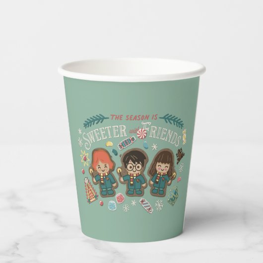 Die Jahreszeit ist süßer mit Freunden Pappbecher (Rückseite)